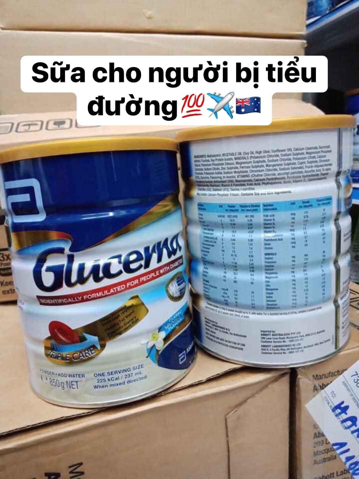 SỮA TIỂU ĐƯỜNG GLUCENA CỦA ÚC LON 850G