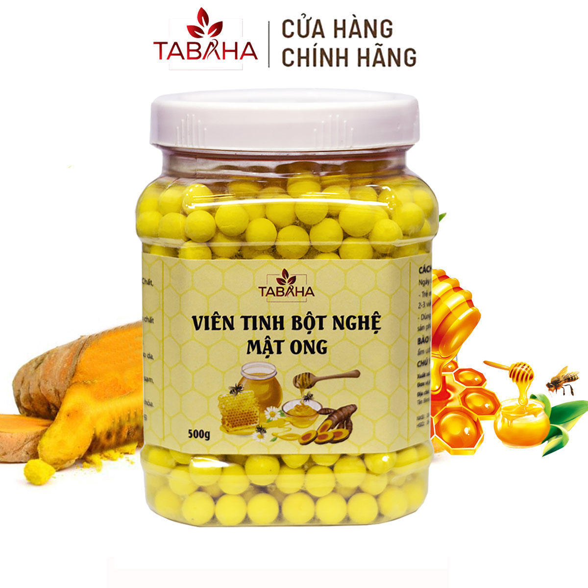 Viên tinh nghệ mật ong sữa ong chúa Tabaha 500g giảm đau dạ dày hàm lượng curcumin cao giúp đẹp da sang mịn hồng hào