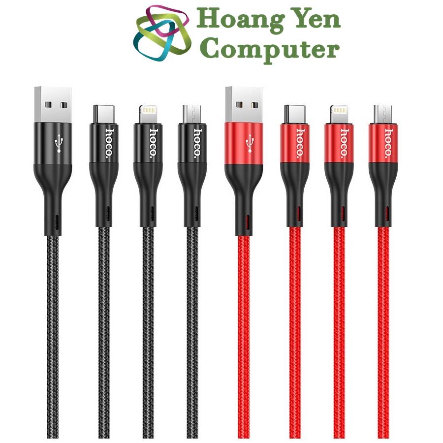 Cáp Sạc Hoco X2 Max 3 Đầu IPhone - Micro Usb - Type C Dây Dù Chống Đứt Dài 1M - BH 6 Tháng 1 đổi 1 (MÀU SẮC NGẪU NHIÊN)