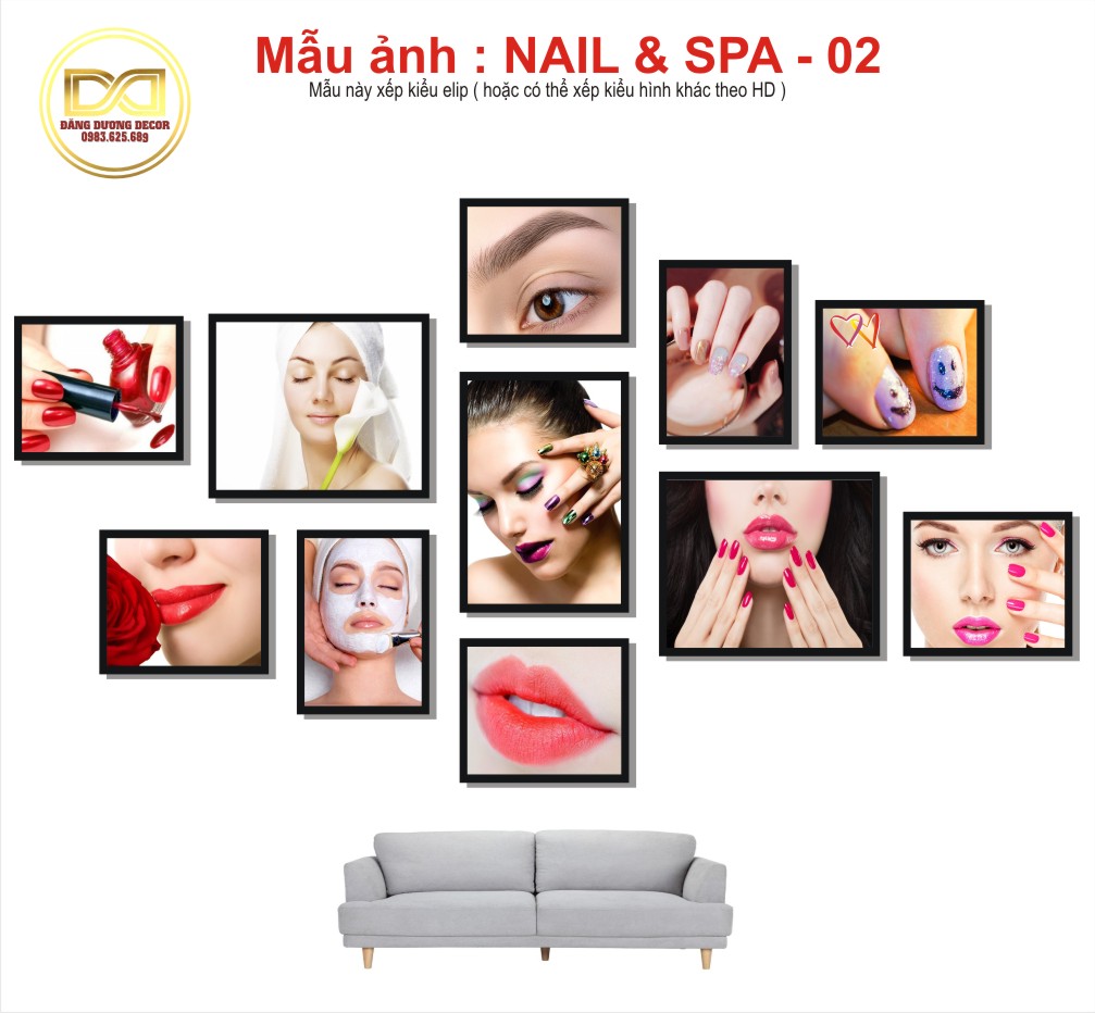 Bộ 11 tranh SPA NAIL trang trí- đẹp, dễ lắp đặt