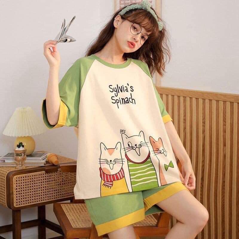 set Bộ đùi họa tiết ngộ nghĩnh in hình ZOZO chất cotton mát mịn, bộ nữ mặc nhà from rộng, áo thun nữ tay lỡ in hình, quần short đùi nữ ống rộng, đồ bộ ngủ nữ hàn quốc, AMELIA, bộ pijama cộc tay nữ, sét bộ đồ dễ thương