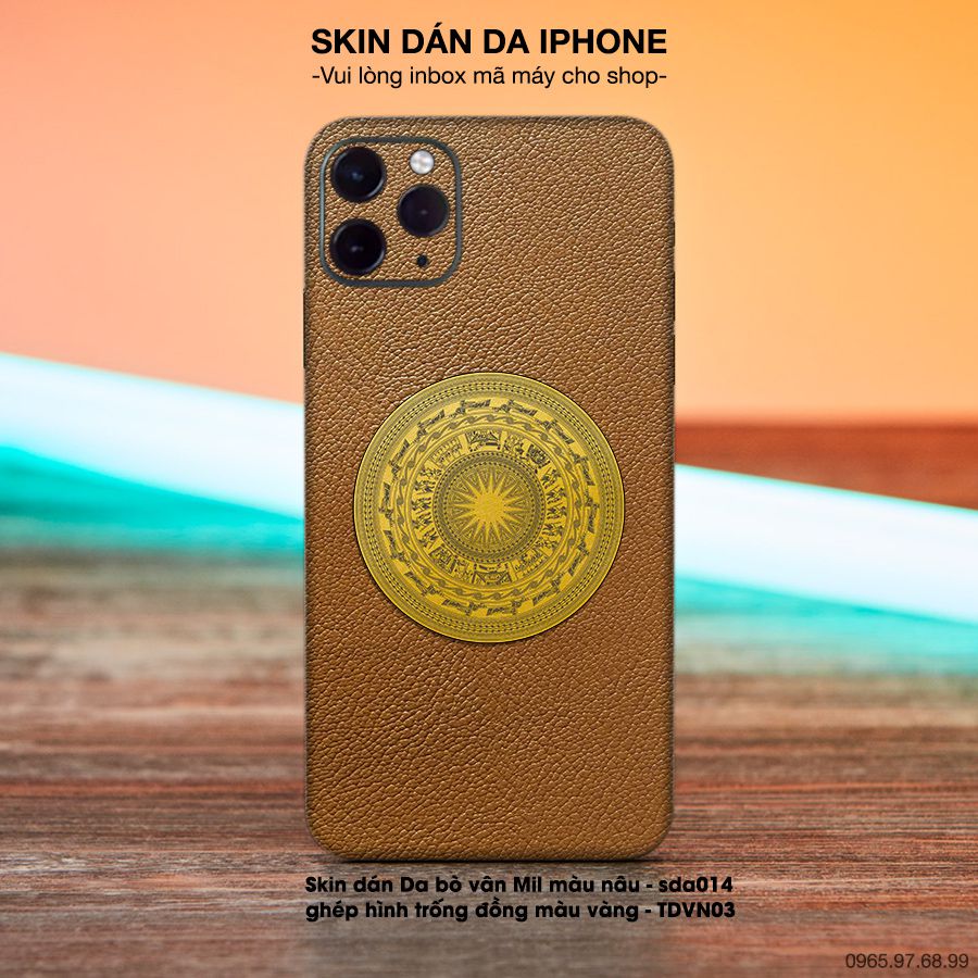 Miếng dán da ghép hình trống đồng vàng - bộ bộ 1 cho iPhone (inbox mã máy cho shop)