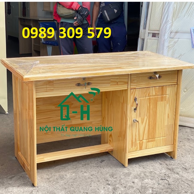 Bàn làm việc gỗ tự nhiên ngang 1m2 cao cấp hcm