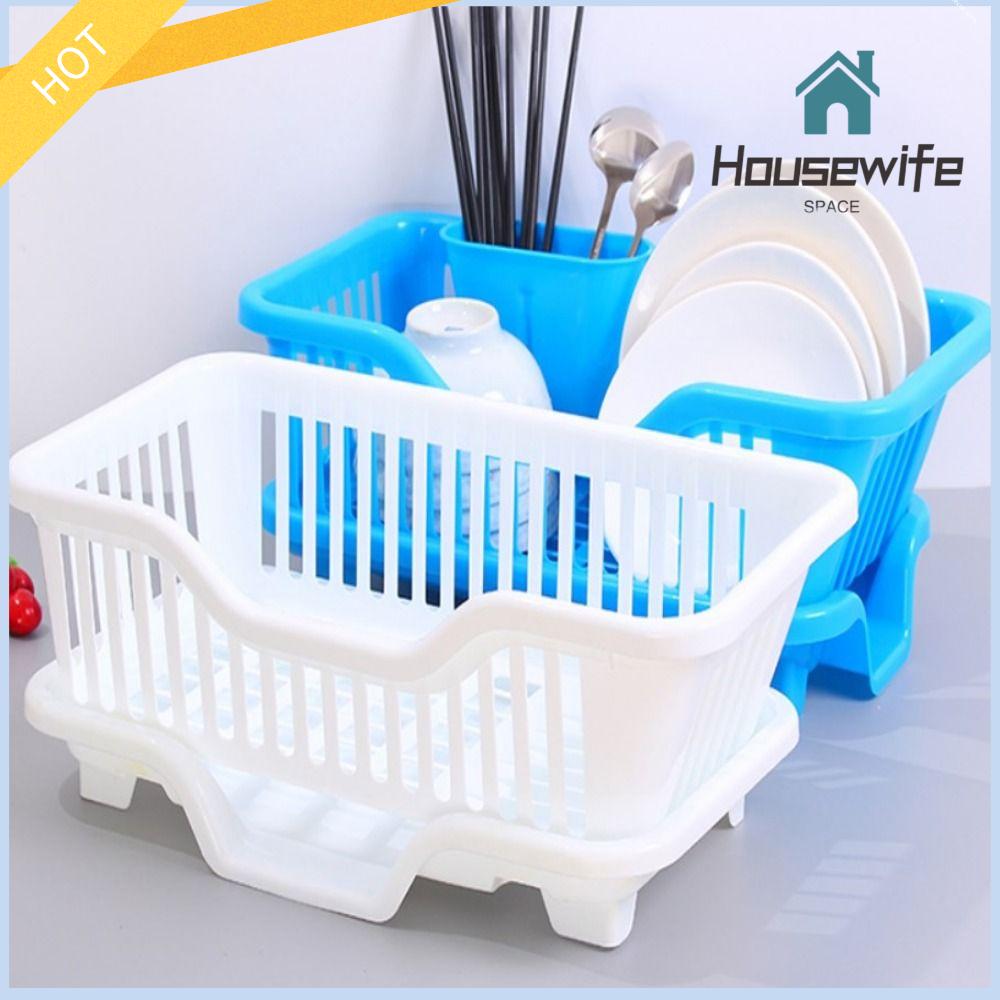 HOUSEWIFE SPACE Kitchen Chopsticks Spoons Organizer Plates Countertop Dinnerware Drain Board Storage Rack Utensils Drainer Rack Dish Drying Rack