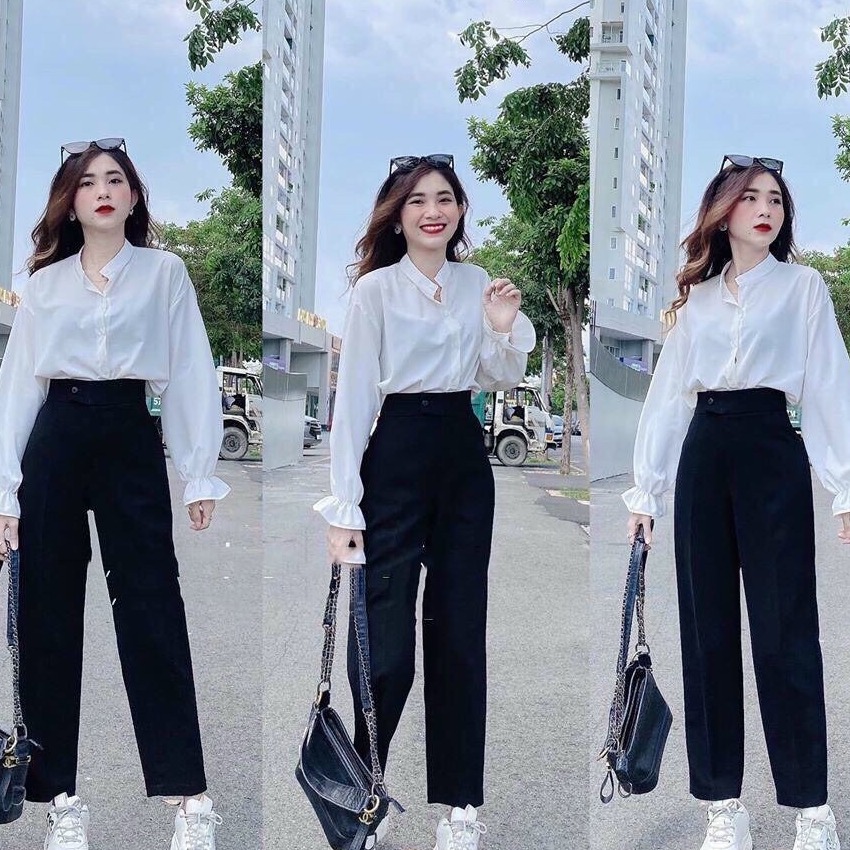 [HCM]SÉT ÁO SƠ MI TRẮNG QUẦN ỐNG ĐỨNG THỜI TRANG