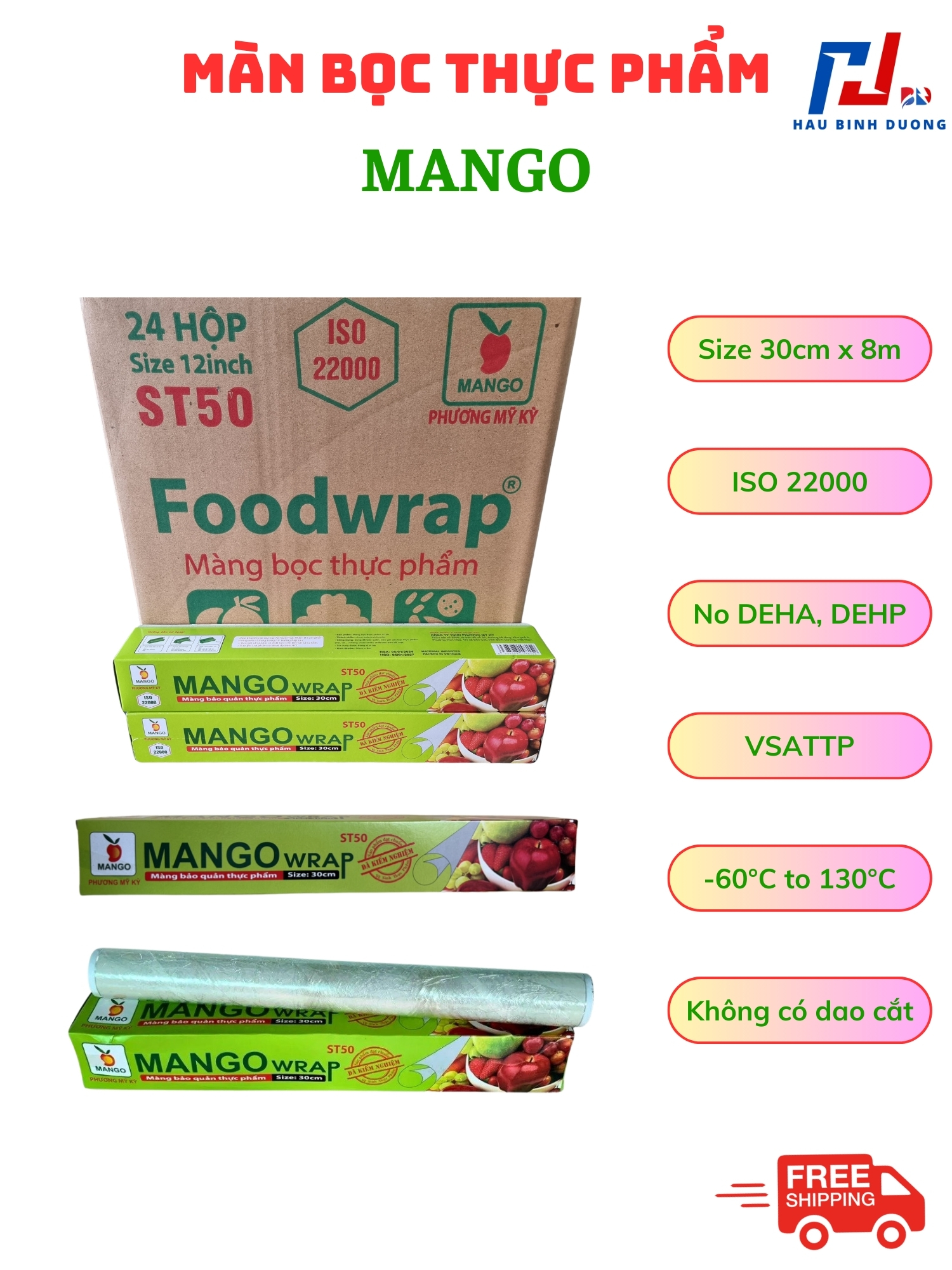 Màng bọc thực phẩm MANGO 30cm x 50mét