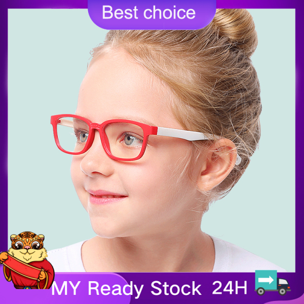 Giá bán 🔥 Còn hàng🔥New Fashion Childrens Anti-blue Light Glasses For Boys And Girls Flat Mirror Silicone Soft Frame Kids Goggles Protection Eye