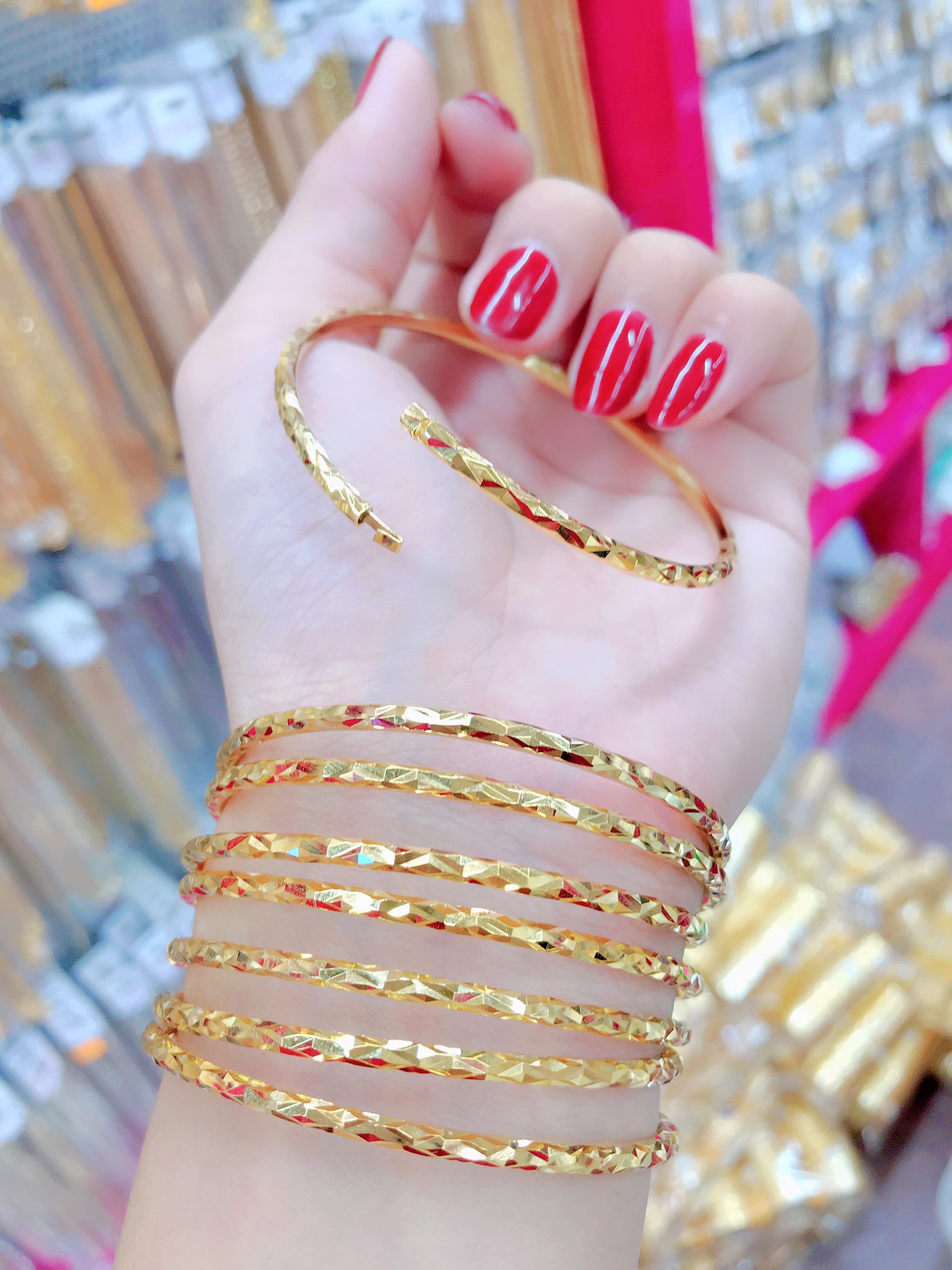 Bộ Vòng Xi Men 03 Li ( Gồm 07 Chiếc) Khóa Bấm Vàng 10K Thật Mẫu 1521805  - Giá Cả Phải Chăng - Đổi Trả Trong Vòng 07 Ngày - vàng non, si men