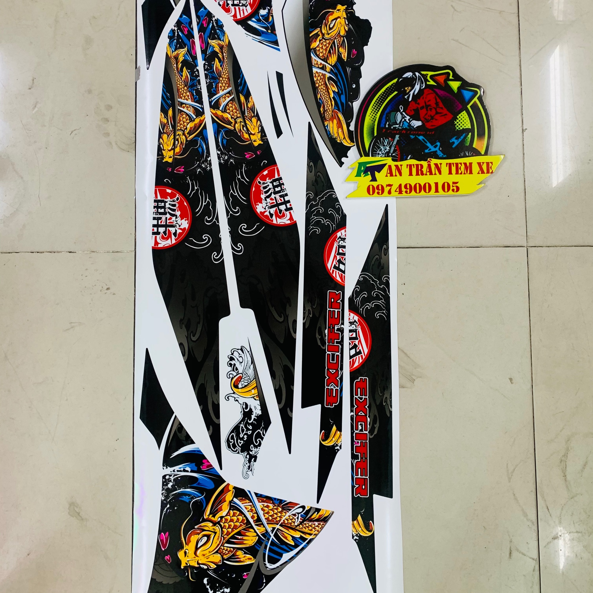 [HCM]Tem rời exciter 135 cá chép hoá rồng bản 3 lớp bóng hoặc nhám cao cấp