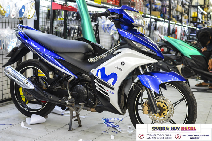 Tem trùm exciter 135 xanh gp trắng movistar, tem exciter 135, team trùm exciter 135, tem xe exciter 135, team trùm ex 135, team xe exciter 135 xanh gp trắng movistar