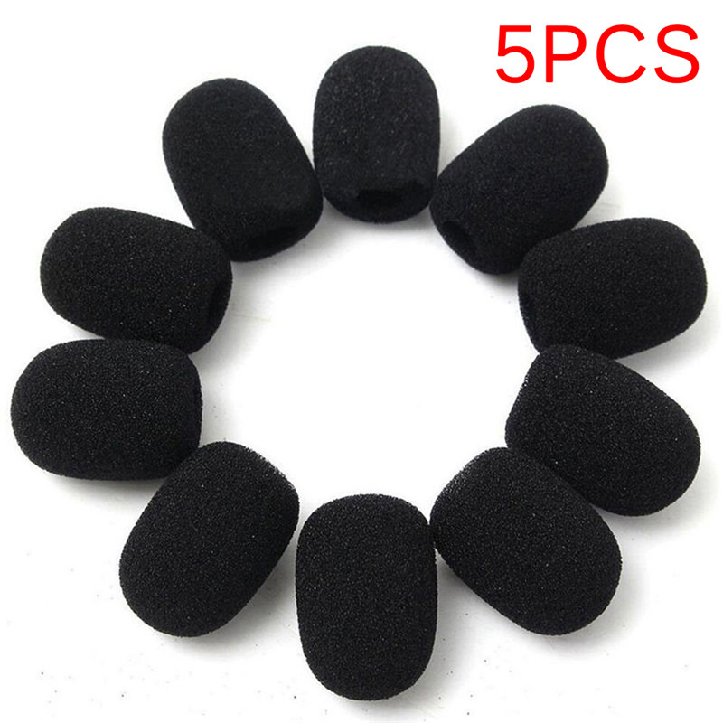 Fashion 5 miếng xốp xốp bọt biển chắn gió cho Tai nghe micro bọc mic màu đen