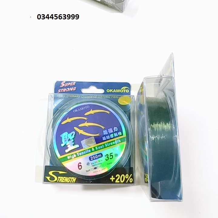 Cước câu cá OKMOTO 4 con cá dài 250m đủ số từ 1-10  (cam kết đổi trả trong 2 tuần đầu)