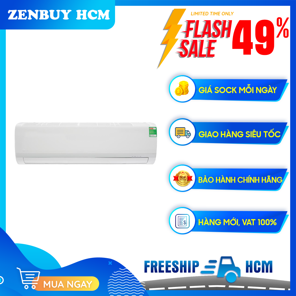[HCM][Trả góp 0%]Máy lạnh Midea 1.5 HP MSAFB-13CRN8