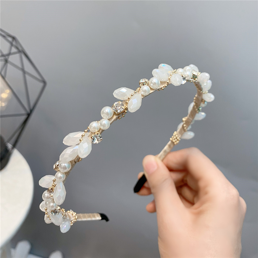 Bờm tóc đính đá Lemi Cài tóc đính ngọc sang trọng Phụ kiện tóc xinh thời trang Hàn Quốc