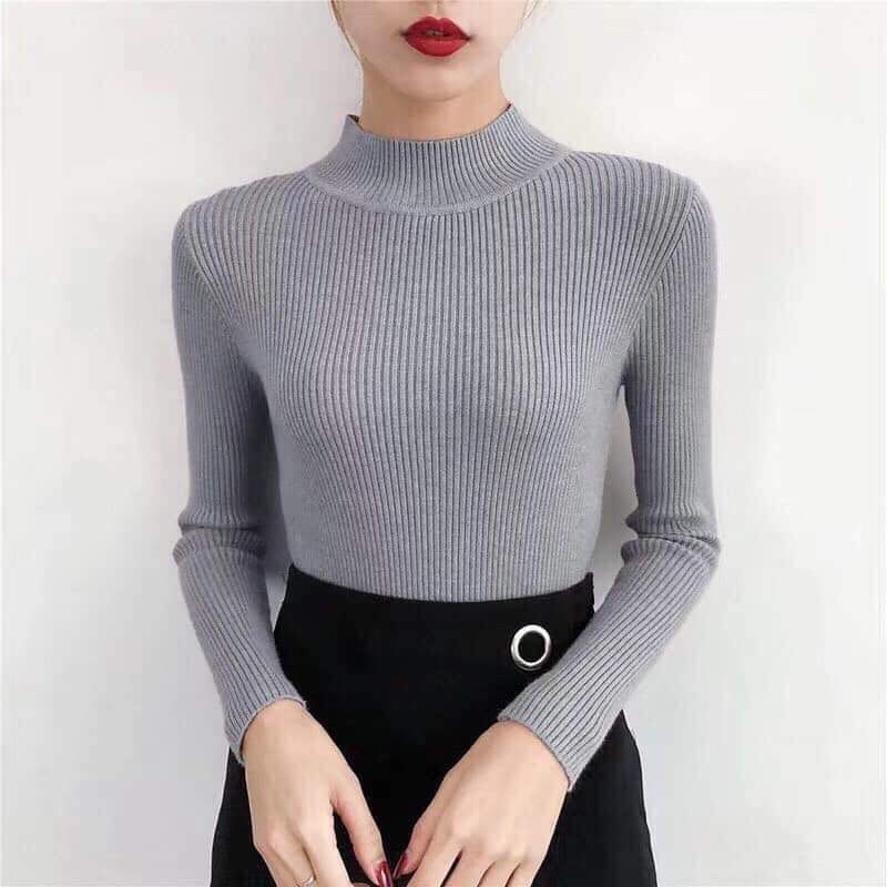 Áo Len nữ Trơn cổ 3 phân giữ nhiệt