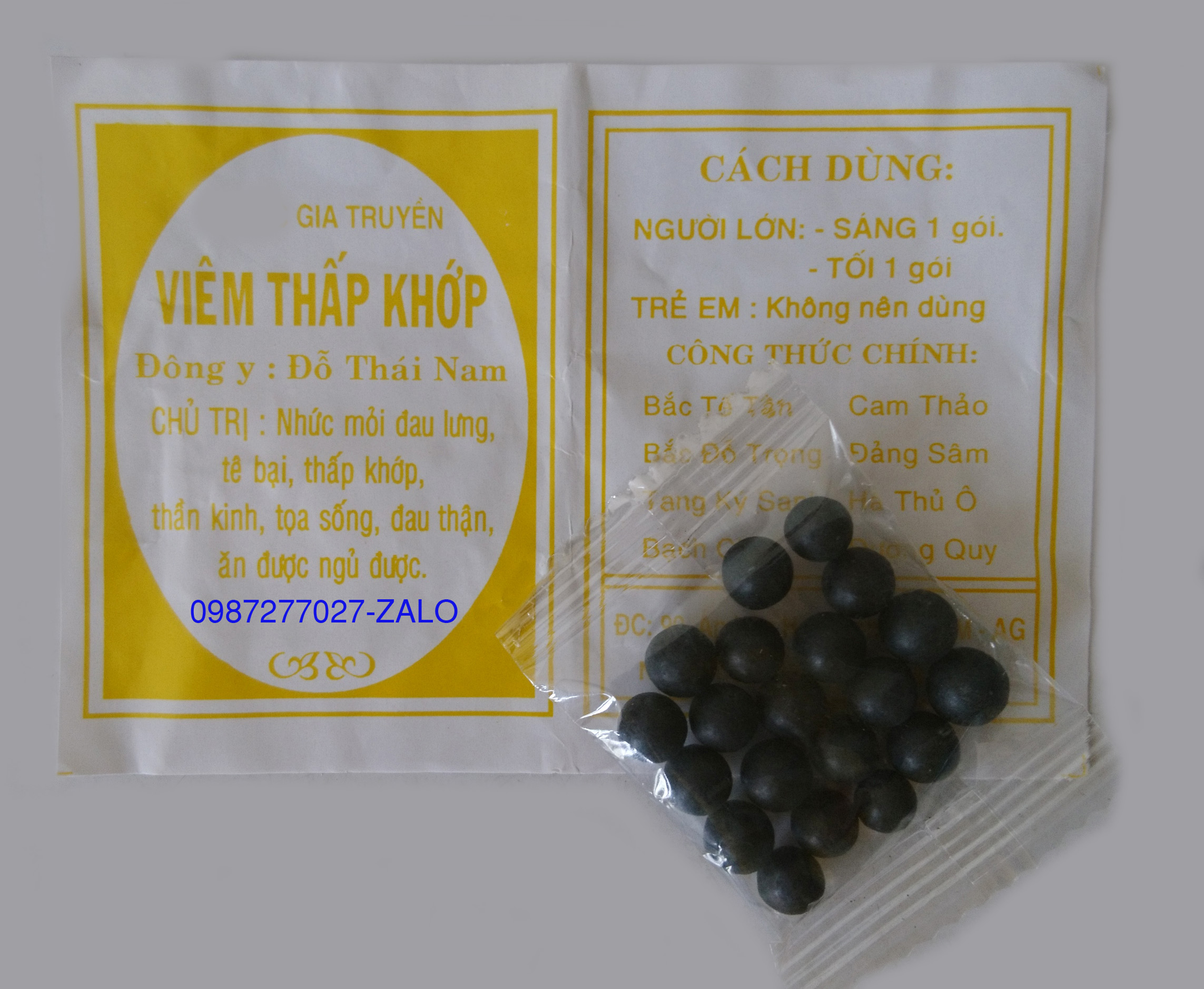 [Chợ Mới An Giang-Chính gốc] 100 Gói Thấp khớp Đỗ Thái Nam (bì màu vàng-loại 20 viên)
