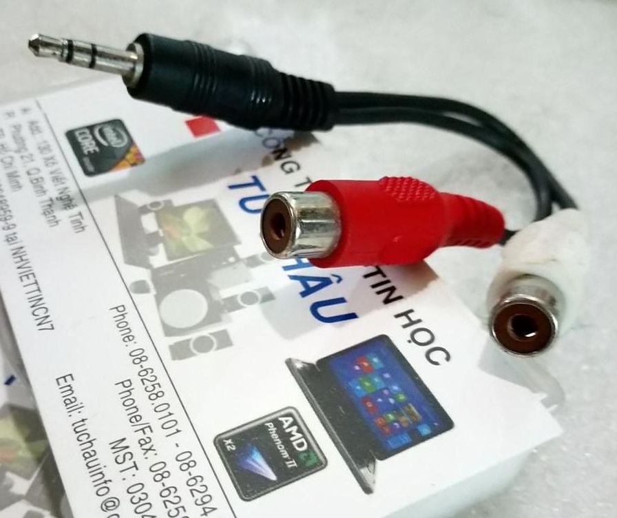 Cáp loa 3.5 ly ra 2 av / 1 đầu 3.5 mm ra 2 av cái / dây dài 15cm