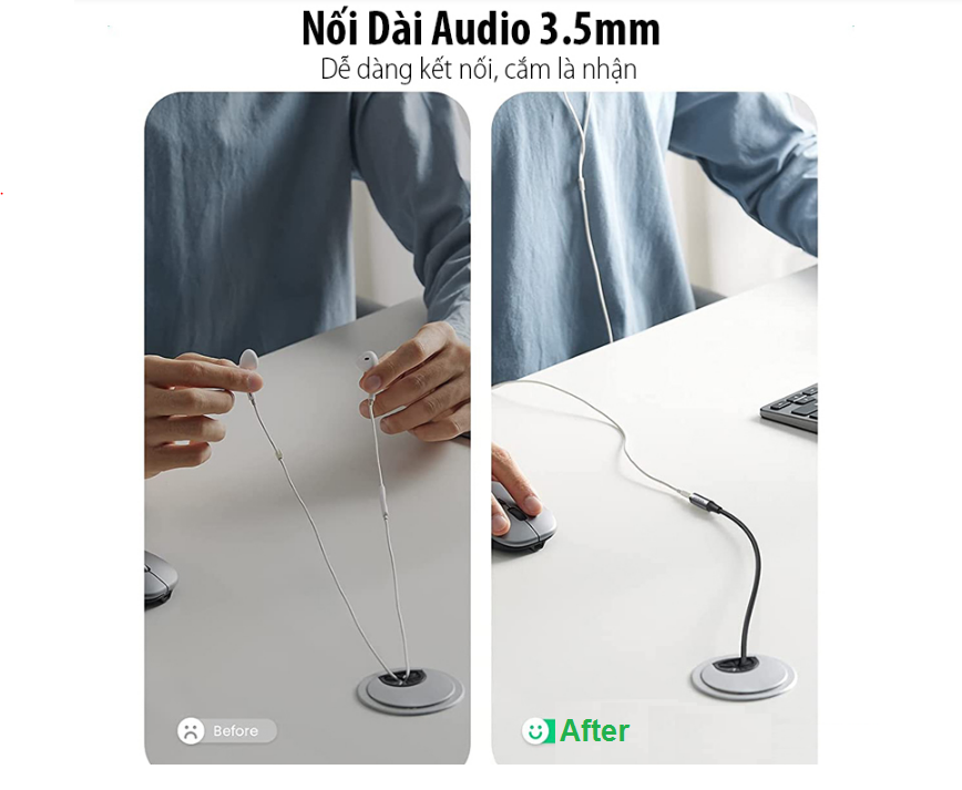 Cáp Audio nối dài AUX 3.5mm Ugreen ( 1m 50238 ,  2m 50241 ,  3m 50242 , 5m 60311 ) Chính Hãng
