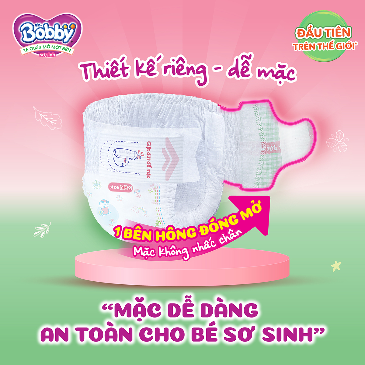[MỚI] Tã/bỉm quần Mở Một Bên Bobby size S-M 62 miếng/ size S80