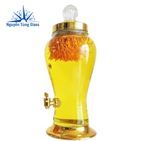 BÌNH NGÂM RƯƠU SÂM THỦY TINH  Phú Hoà 4 LÍT CÓ VAN