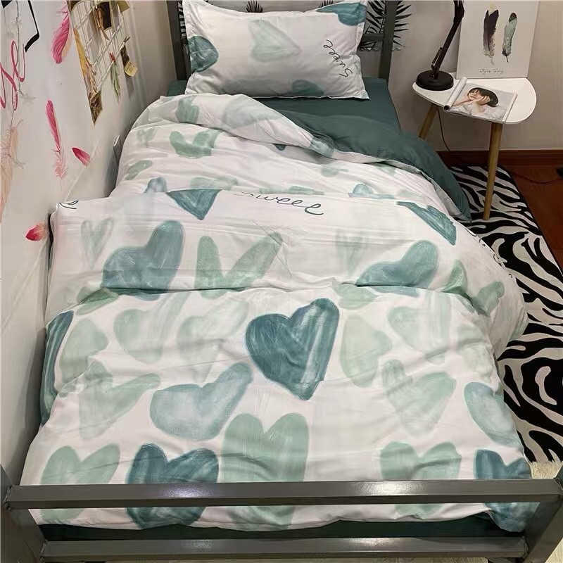Trọn bộ 4 món cotton poly nhập mẫu tim đá xanh