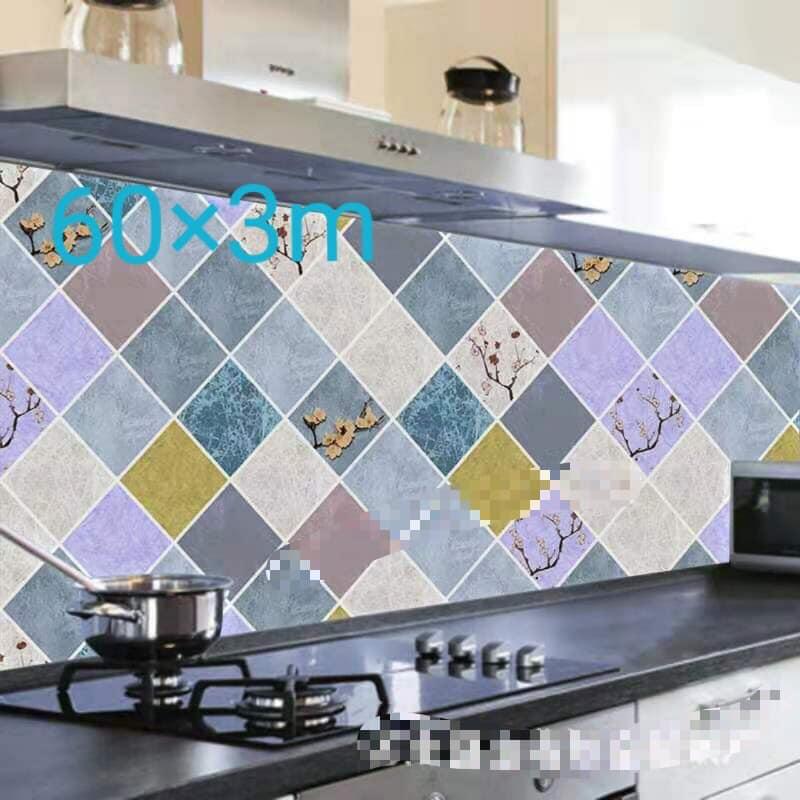 Giấy dán tường bếp hoa văn chống thấm dầu mỡ loại 3m