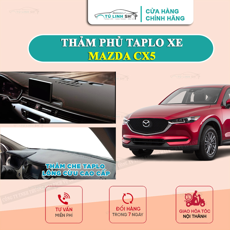 Thảm taplo cho xe Mazda CX5 chính hãng MINCAR hoặc bằng lông Cừu 3 lớp và Da Cacbon
