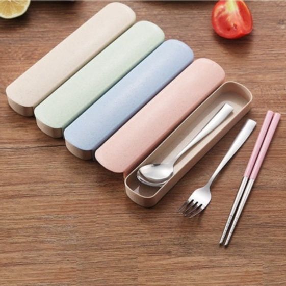 Set 03 dish spoon Fork chopsticks stainless steel 304 box high-grade (nhiều màu)-[set spoon Fork travel Fork dinner oblique stainless steel, stainless steel spoon đẹp, stainless steel chopsticks high-end]