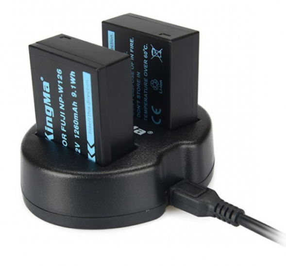 Bộ 2 pin 1 sạc đôi Kingma NP-W126