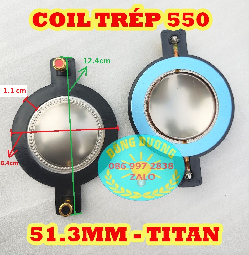 Côn trép kèn 550 - loại cọc nhấn - coil treble 550 - vòng coil 51.3mm - coil trép 550