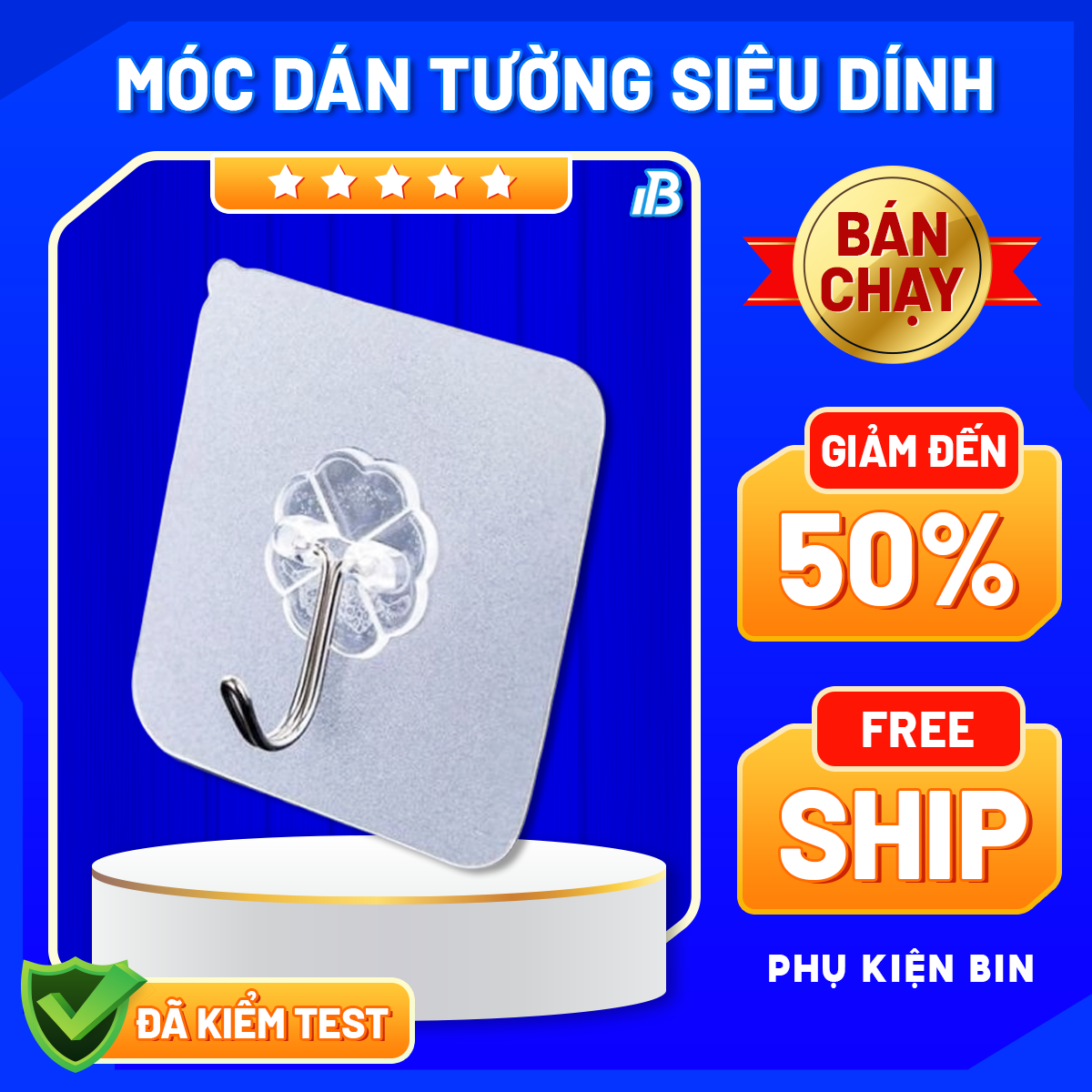 [TẶNG MIỄN PHÍ] Móc dán tường siêu dính chịu lực 10kg, Móc dán tường chịu lực trong suốt