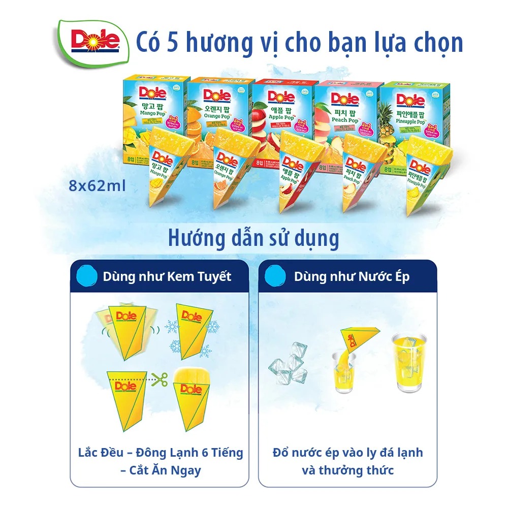 Nước Kem Tuyết Táo Ép Dole (62ml) (lẻ 1 túi)