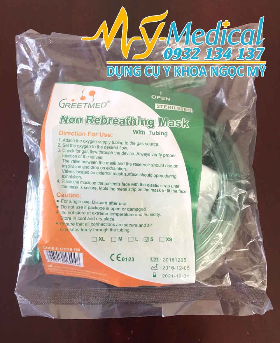 Mặt nạ oxy y tế có túi - Mặt nạ thở oxy có túi - Mask oxy có túi Greetmed