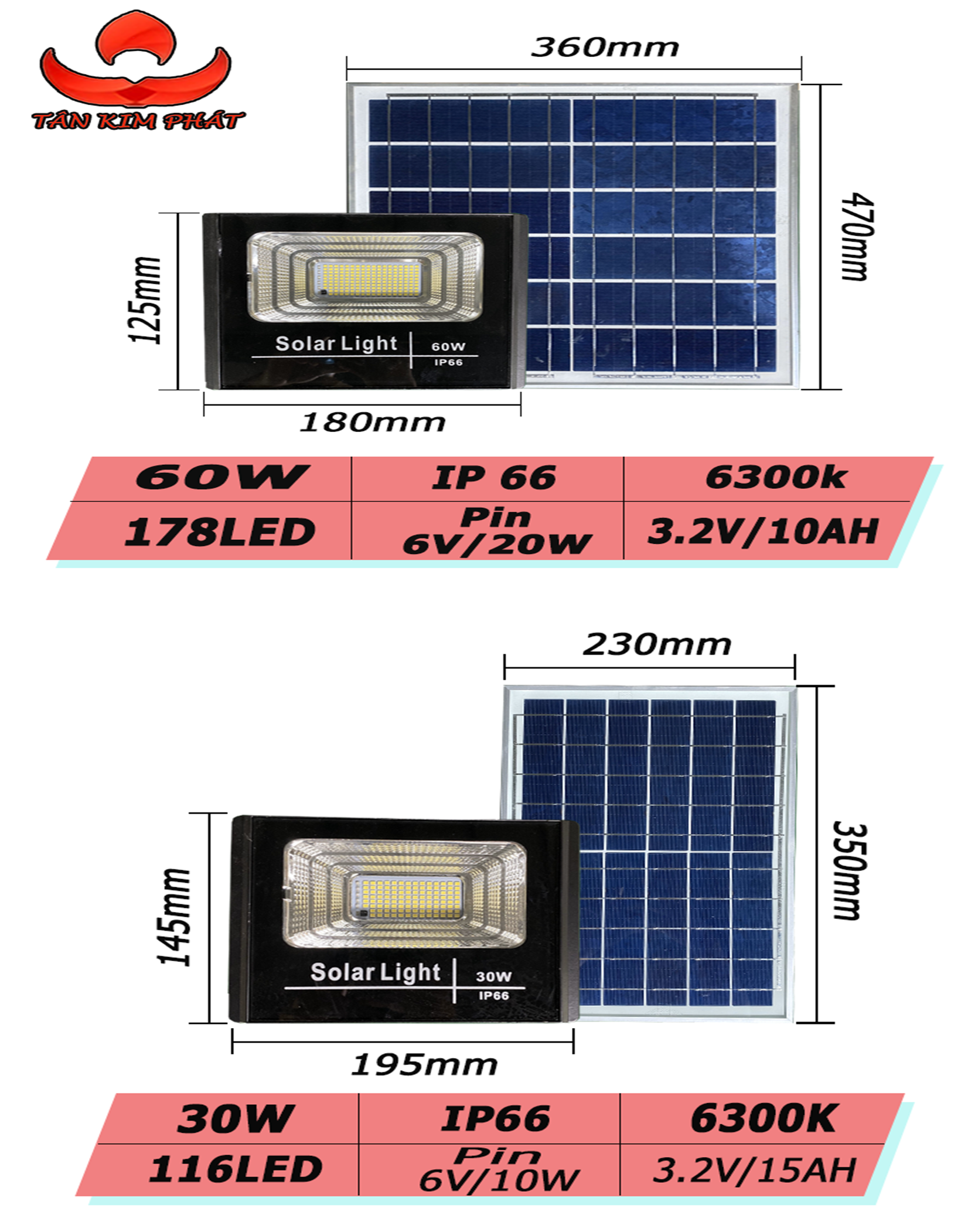(Hàng Mới) Đèn Pha Năng Lượng Mặt Trời 30W/60W/100W/200W/300W (có tặng quà)
