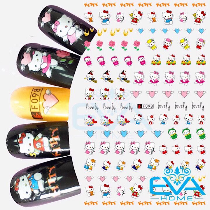 Miếng Dán Móng Tay 3D Nail Sticker Hoạt Hình Mèo Hồng Kity F098