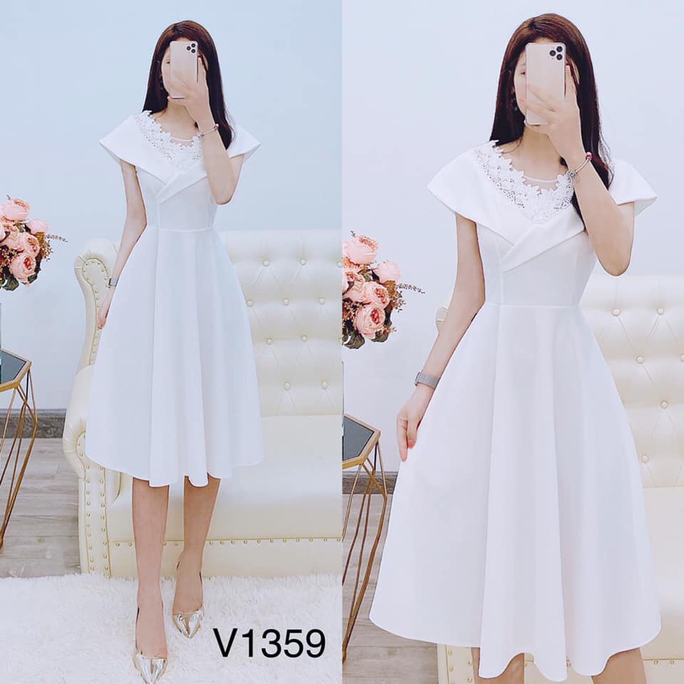 [HCM]Đầm xòe công chúa thiết kế cổ ren V1359
