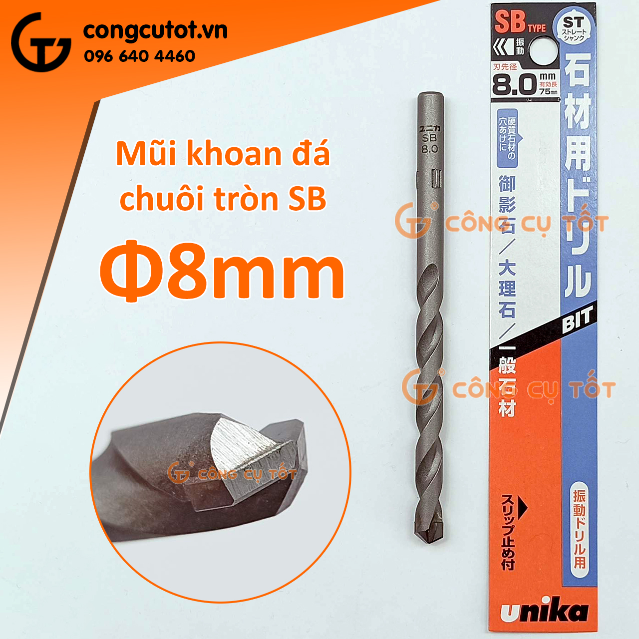 Mũi khoan đá Unika SB Nhật Bản chuôi tròn