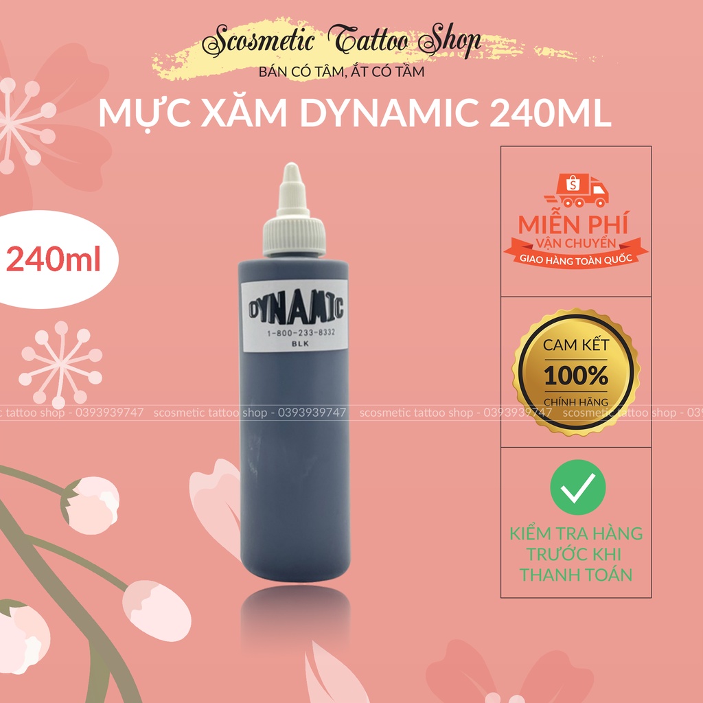 MỰC XĂM💗FREESHIP💗Mực ĐEN DYNAMIC Hỗ Trợ AE mới vào nghề 240ML