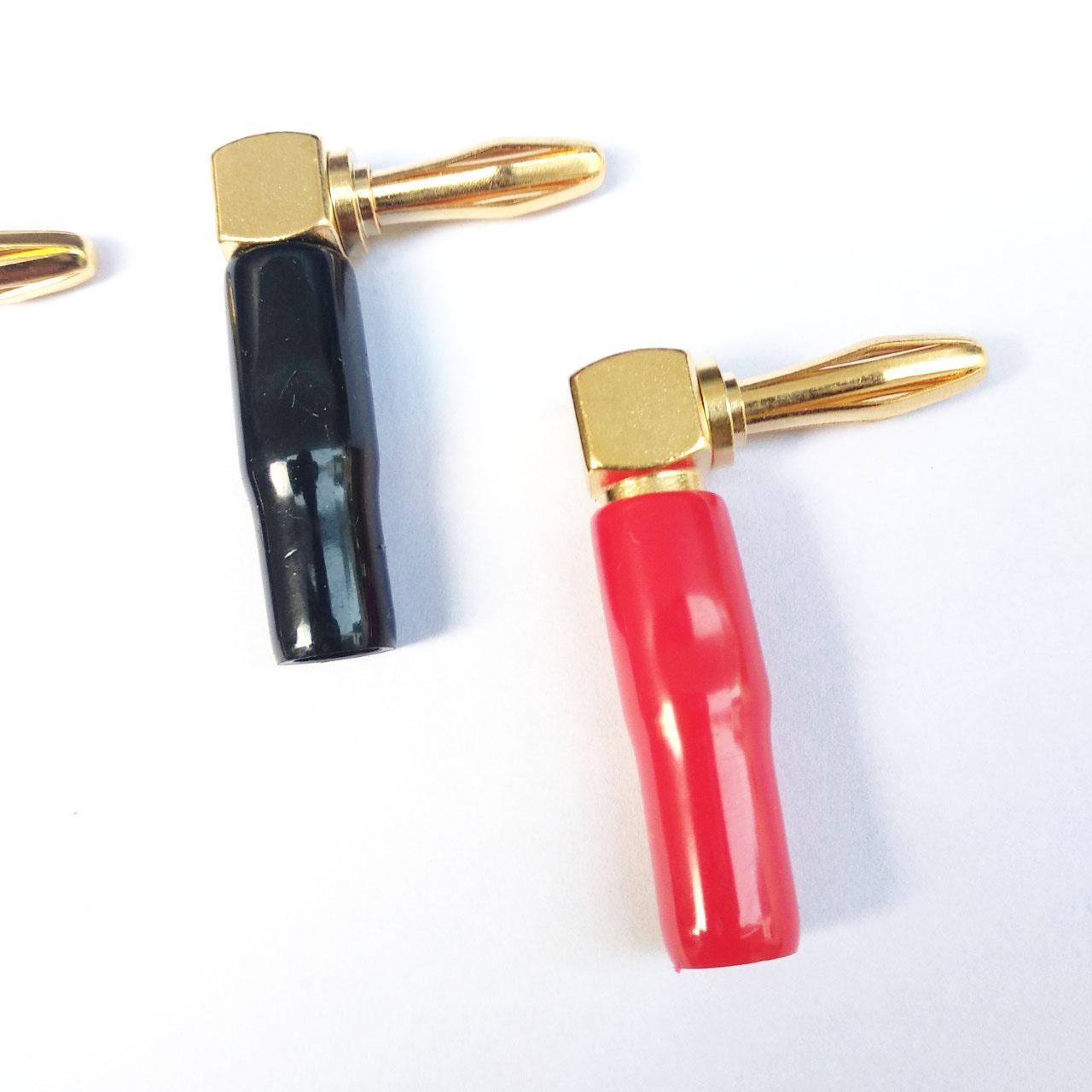 Combo Jack loa cong bắp chuối vàng 2 cặp gồm 4 cái (đỏ, đen)