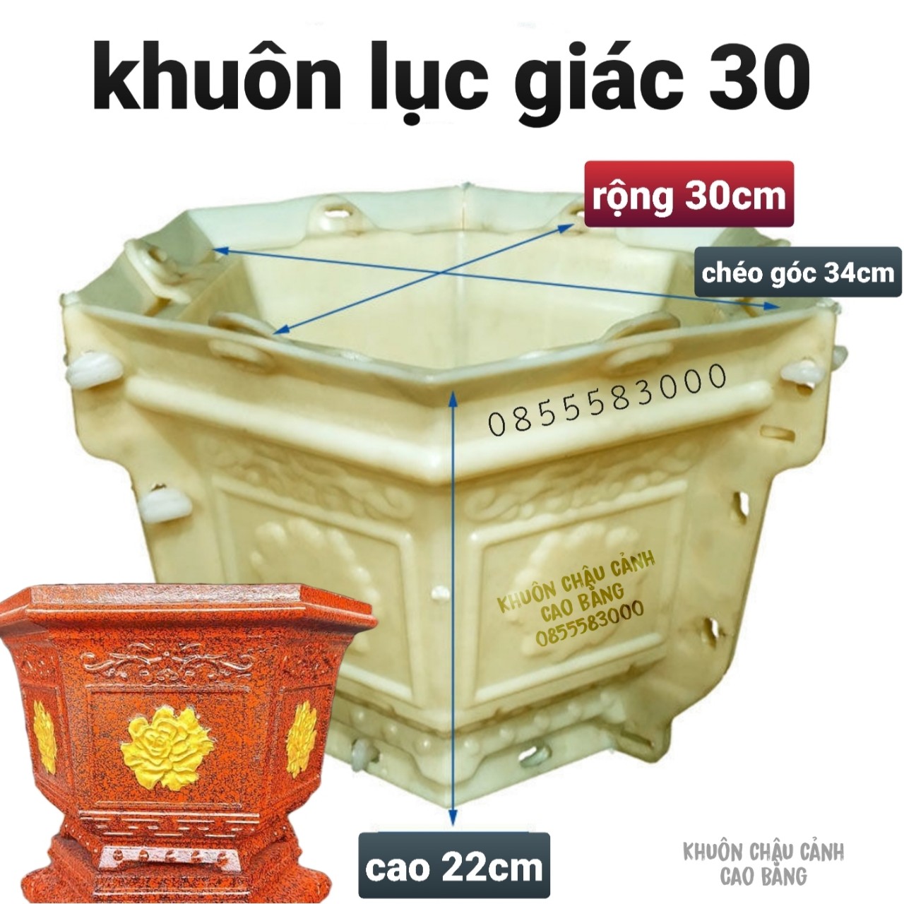 khuôn đúc chậu cảnh lục giác 30 (khuôn chậu ABS có lòng trong)