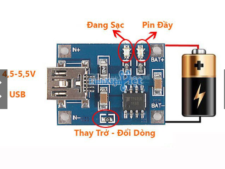MODULE Sạc Pin TP4056 1A Micro Type-C - IC Bảo Vệ Quá Dòng - Quá Áp
