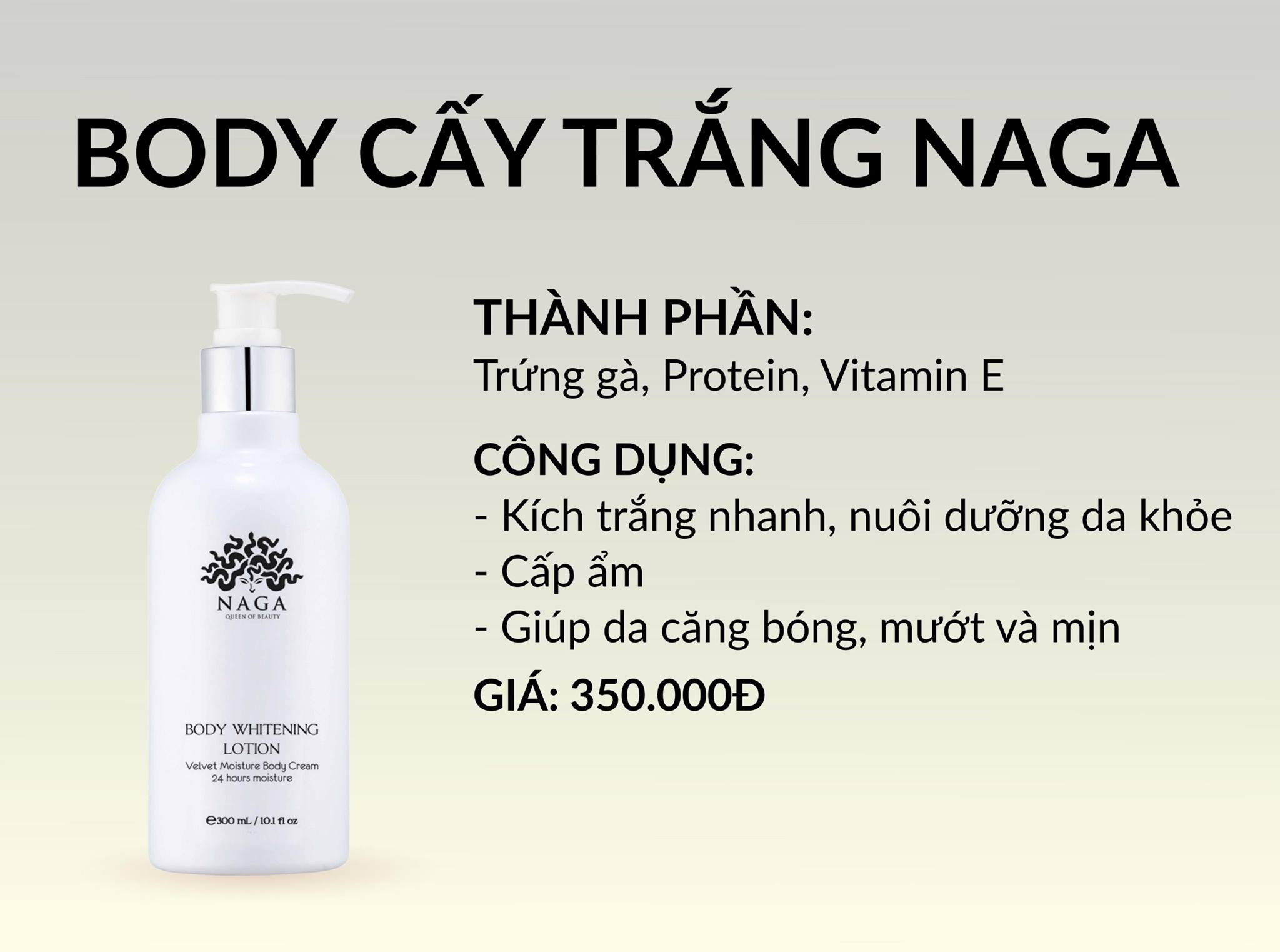 [Tặng Body Tắm Trắng 180k] Body Cấy Trắng Naga Cải Thiện Làn Da