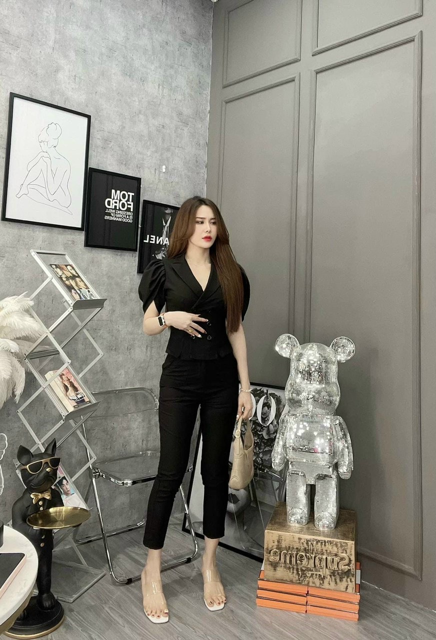 SÉT BỘ ÁO CỔ VÉT TAY PHỒNG NÚT CÀI + QUẦN BO DY PHONG CÁCH SÔNG SỞ