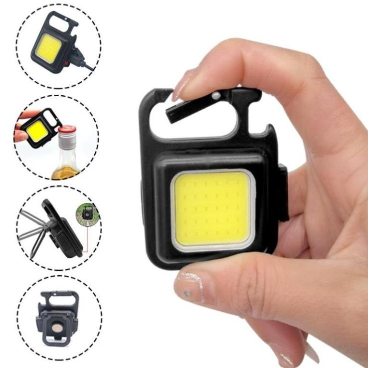 Đèn pin siêu sáng, đèn led mini COB 800 Lumens móc khóa đa năng sạc usb tiện dụng