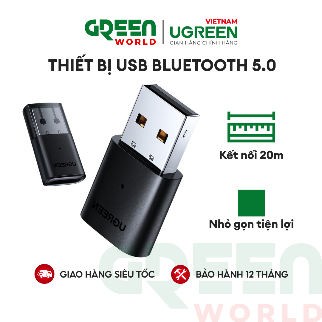 Thiết bị USB Bluetooth 5.0 UGREEN 80889 cho máy tính laptop