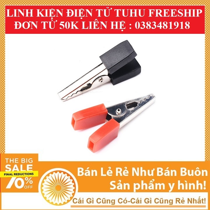 Bộ 2 Kẹp Cá Sấu 35mm - 10A( Đỏ - Đen)