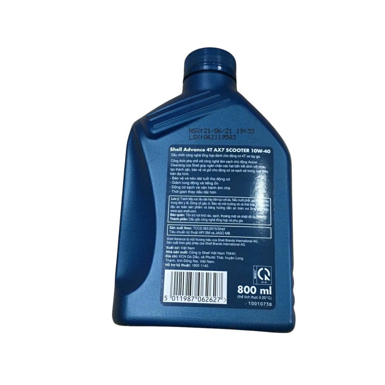 NHỚT SHELL ADVANCE AX7 10W40 Synthetic Based 0,8L  (Nhớt xe số)