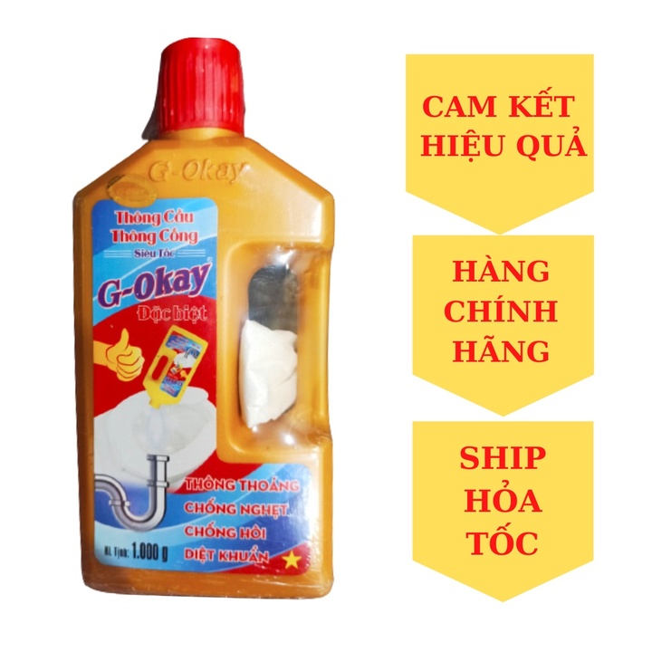 DUNG DỊCH THÔNG CỐNG SIÊU TỐC G-OKAY CHAI 600ML SIÊU ĐẬM ĐẶC