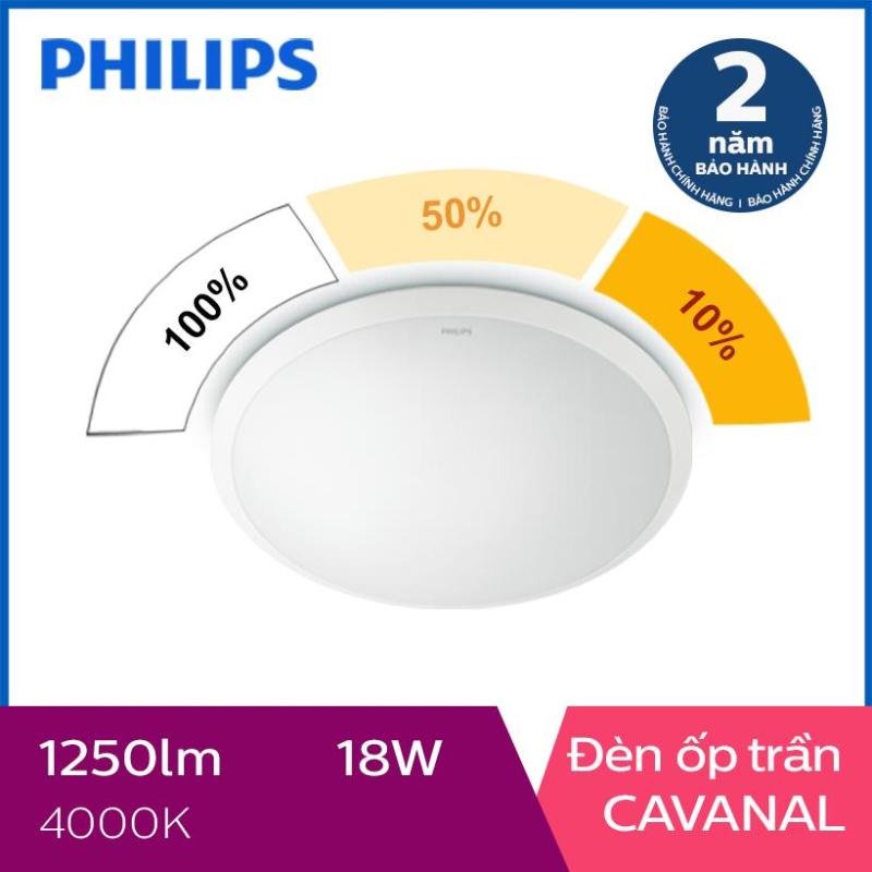 Đèn ốp trần Philips LED 3 cấp độ sáng Cavanal 31809 18W 4000K- Ánh sáng trung tính Tuổi thọ lên đến 15000 giờ