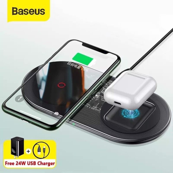 Đế sạc nhanh không dây Iphone airpods baseus simple 2 in 1 wireless charger 18w, đảm bảo cung cấp các sản phẩm đang được săn đón trên thị trường hiện nay